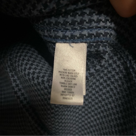 Bonobos Slim Fit Blue Houndstooth Textured Long Sleeve Shirt Size M - Picture 6 of 8